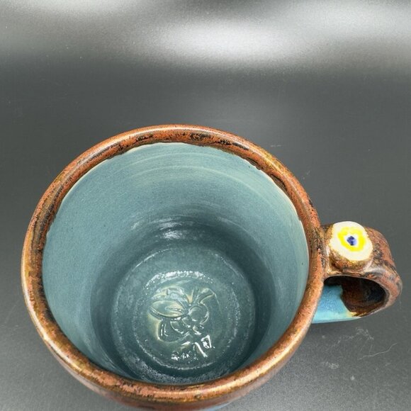 Mel B Pottery Hand Made Studio Art Pottery Coffee Mug Cup Signed Bee Inside - Picture 2 of 14